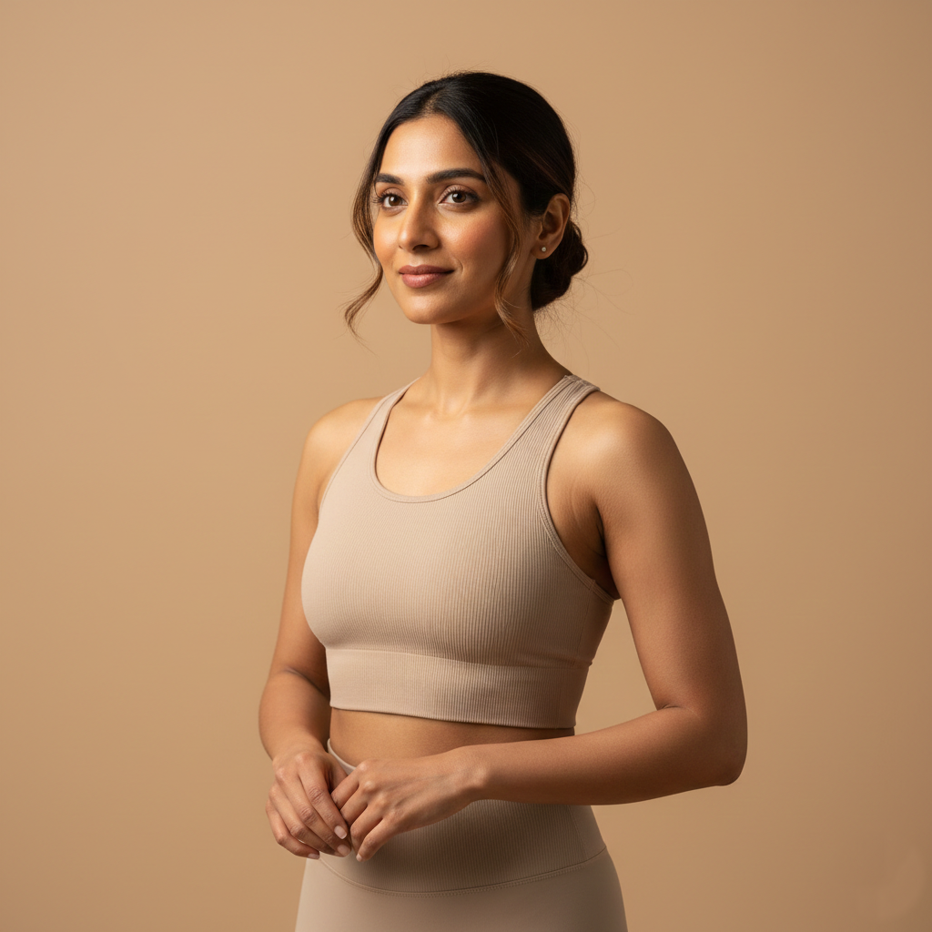 Professional female yoga instructor at Elevate Yoga Studio in Pune with calm and confident expression.